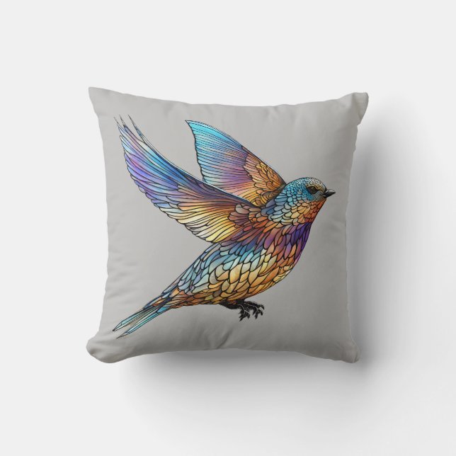 "Graceful Aviator" Multi-coloured Swift Bird Throw Pillow (Front)
