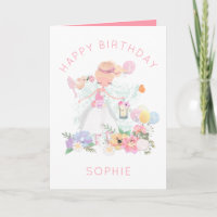 Graceful Ballerina Florals Name Happy Birthday
