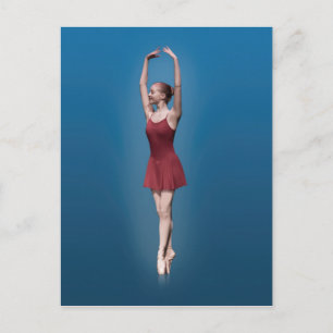 Graceful Ballerina On Pointe in Red and Blue Postc Postcard