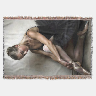 Graceful Ballerina Painterly Art Throw Blanket