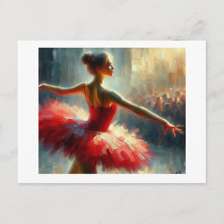 Graceful Ballet Dancer in Red Tutu,  Postcard