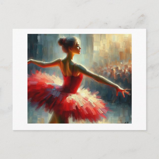 Graceful Ballet Dancer in Red Tutu,  Postcard (Front)