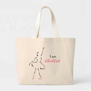 Graceful Ballet Dancer with Customizable Slogan Large Tote Bag