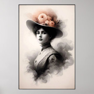 Graceful Beauty In Vintage Mist Poster