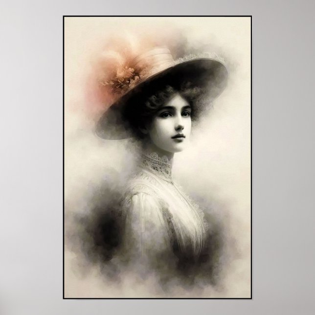 Graceful Beauty In Vintage Mist Poster (Front)