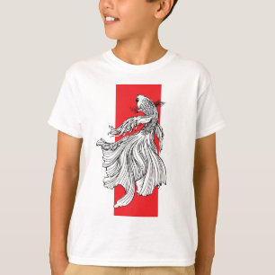 Graceful Betta Fish Line Art – Japanese Minimalist T-Shirt