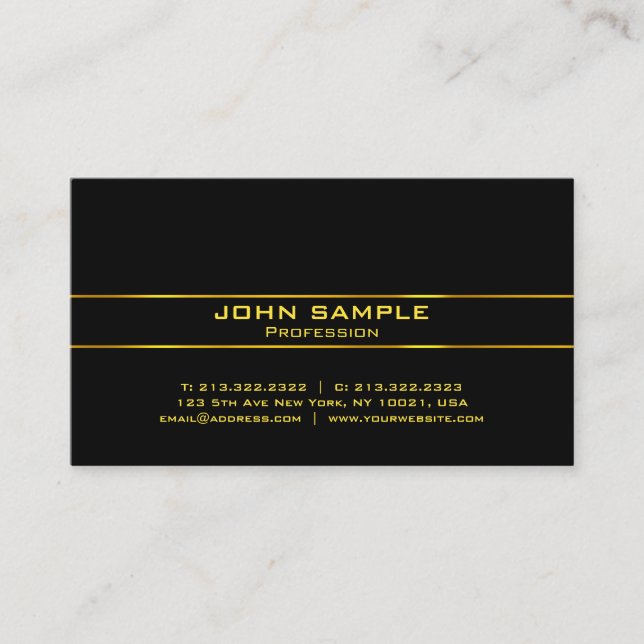 Graceful Black And Gold Lights Modern Glam Plain Business Card (Front)