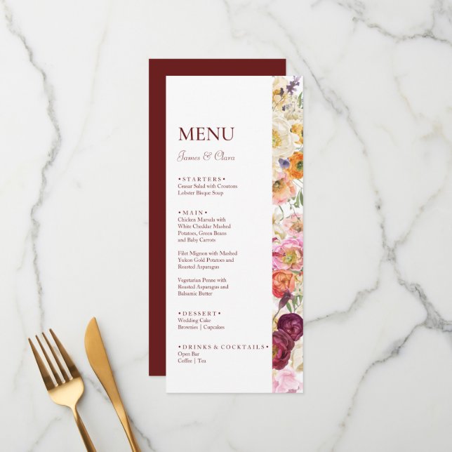 GRACEFUL Blooms Wedding Menu (Front/Back In Situ)
