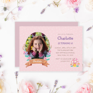 Graceful Blossoms: Hand-Drawn Floral Wreath Pink Invitation