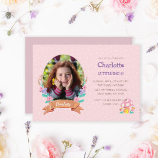 Graceful Blossoms: Hand-Drawn Floral Wreath| Pink Invitation