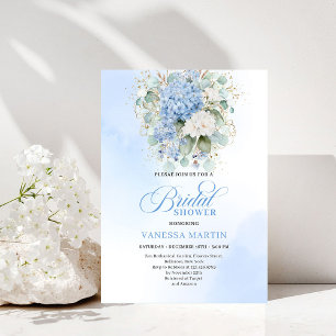 Graceful Blue Hydrangea Bridal Shower Invitation