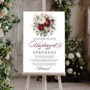 Graceful Blush Burgundy Unplugged Ceremony Poster