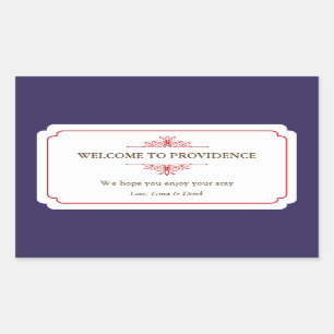 Graceful border red navy blue out of town gift bag sticker