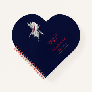 Graceful botanical bird spiral heart shapnotebook notebook