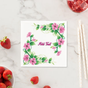 Graceful Botanical Party Blooming Artwork White  Napkin