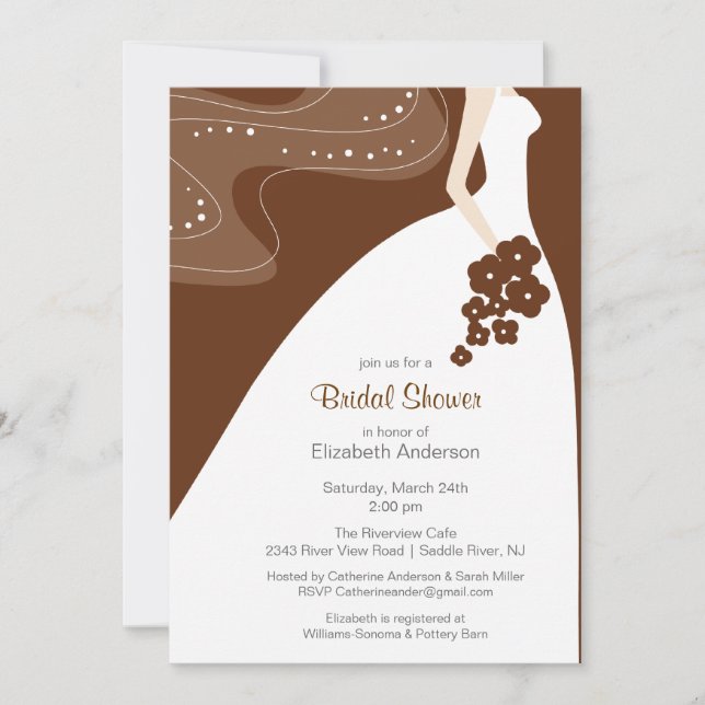 Graceful Bride Bridal Shower Invitation Brown (Front)