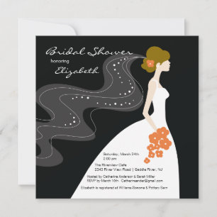 Graceful Bride Bridal Shower Invitation Coral