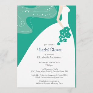 Graceful Bride Bridal Shower Invitation Emerald