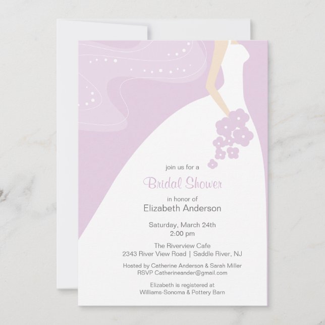 Graceful Bride Bridal Shower Invitation laveder (Front)