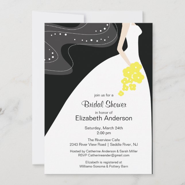 Graceful Bride Bridal Shower Invitation Yellow (Front)