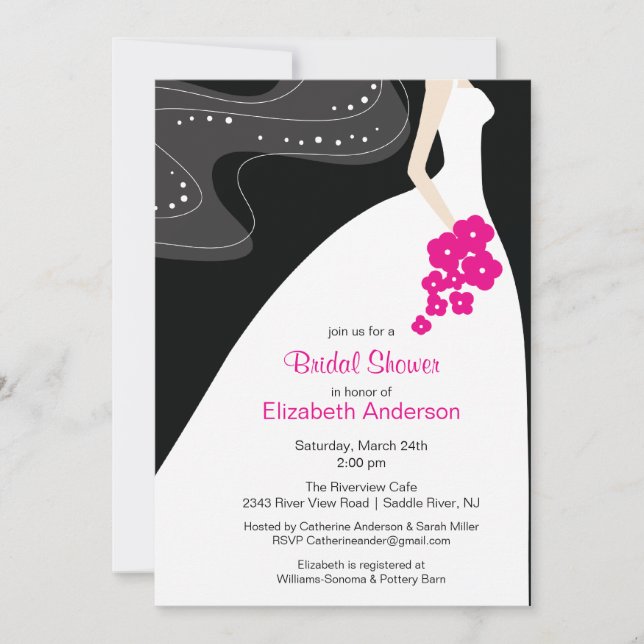 Graceful Bride nuptiale Invitation Rose chaud (Devant)