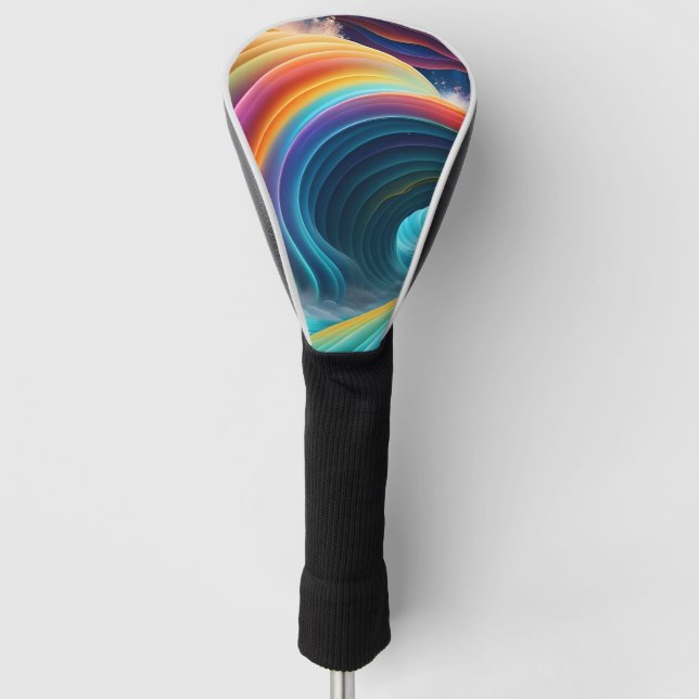 Graceful Bright Rainbow Waterfall Golf Head Cover (Front)
