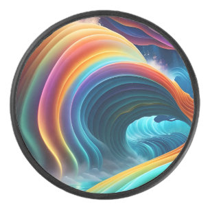 Graceful Bright Rainbow Waterfall Hockey Puck
