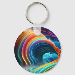 Graceful Bright Rainbow Waterfall Keychain