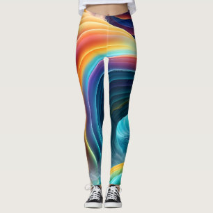 Graceful Bright Rainbow Waterfall Leggings