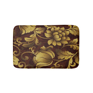 Graceful Brown Floral Bath Mat
