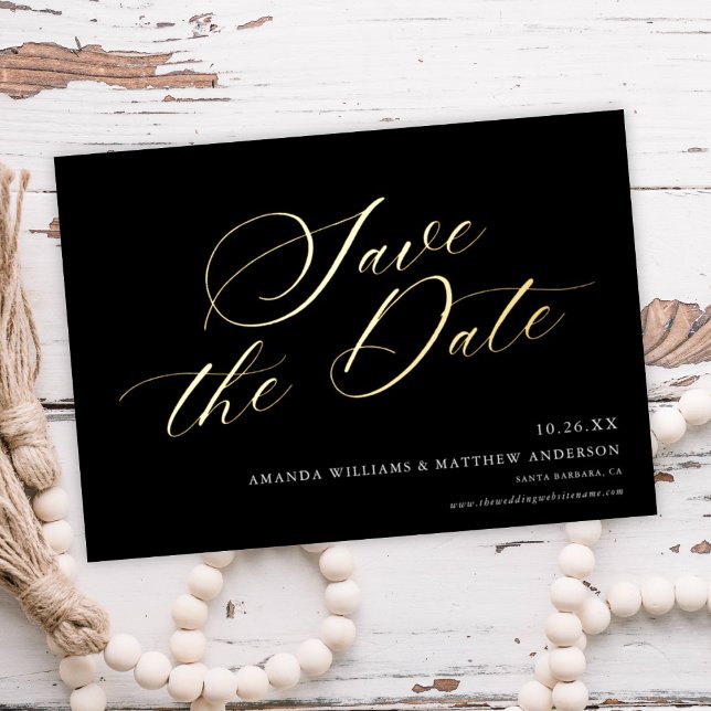 Graceful Calligraphy Non-Photo Save The Date Card  (Creator Uploaded)