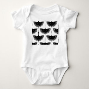 Graceful Crane: Oriental Bird Pattern Baby Bodysuit