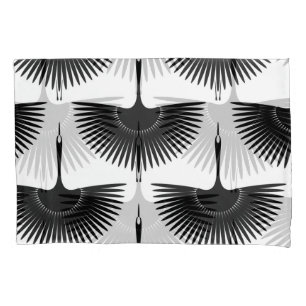 Graceful Crane: Oriental Bird Pattern Pillowcase