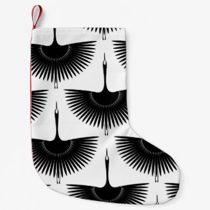 Graceful Crane: Oriental Bird Pattern Small Christmas Stocking
