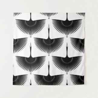 Graceful Crane: Oriental Bird Pattern Tapestry