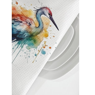 Graceful Crane: Watercolor Art, custom Kitchen Towel