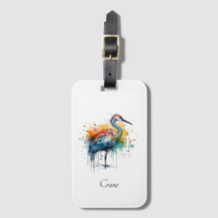 Graceful Crane: Watercolor Art, custom Luggage Tag