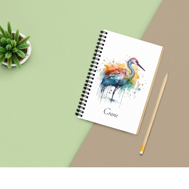 Graceful Crane: Watercolor Art, custom Notebook (Creator Uploaded)