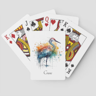 Graceful Crane: Watercolor Art, custom Playing Cards