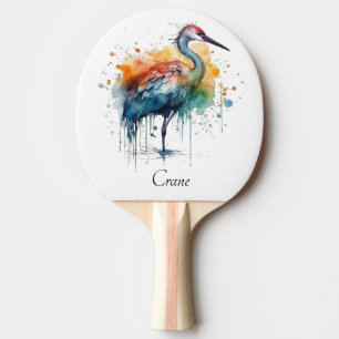 Graceful Crane: Watercolor Art Ping Pong Paddle