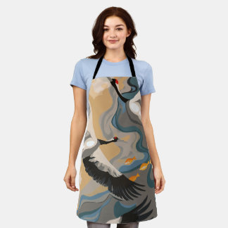 Graceful Cranes in a Dreamy Seascape Apron