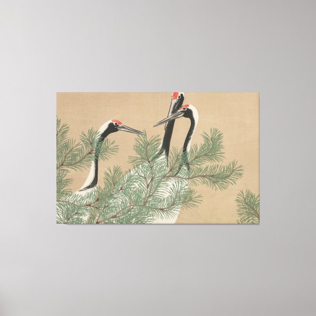 Graceful Cranes in Nature – Stretched Canvas Print (Front)