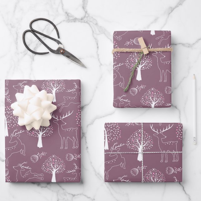 Graceful Deer Harmony: Fawn-themed Gift Wrapping Paper Sheet (Front)