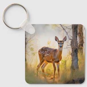 Graceful Deer in the Forest Nature Design Keychain