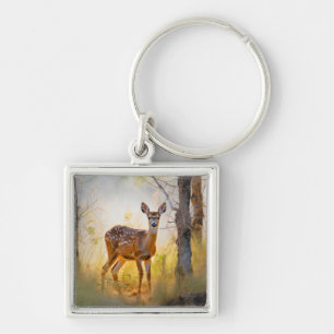 Graceful Deer in the Forest Nature Design Keychain