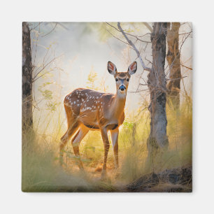 Graceful Deer in the Forest Nature Design Magnet