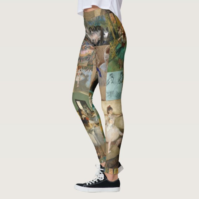 Graceful Elegant Degas Ballet Paintings Drawings Leggings (Left)