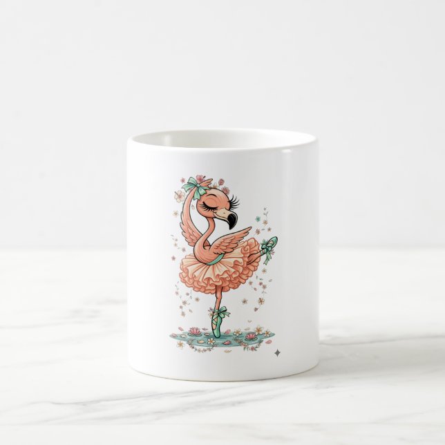 Graceful Flamingo Ballerina in Bloom Coffee Mug (Center)