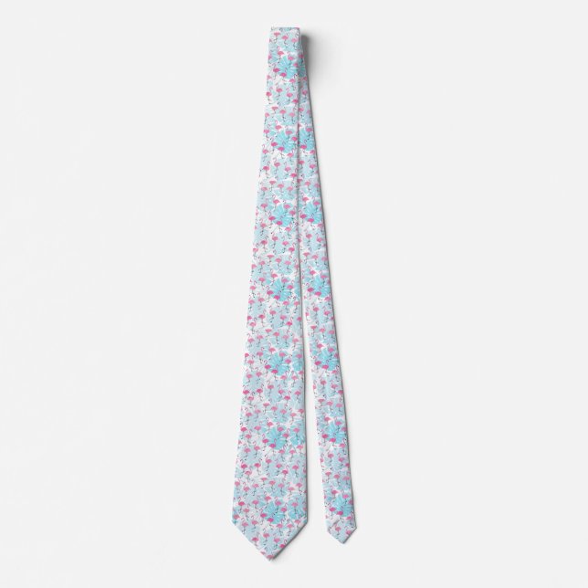 Graceful flamingos and monstera leaves tie (Front)