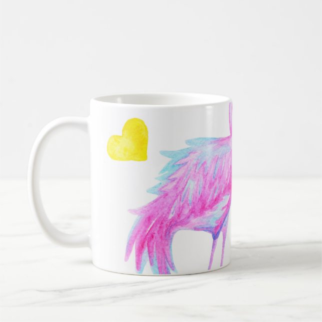 Graceful Flamingos: Watercolor Romance Coffee Mug (Left)